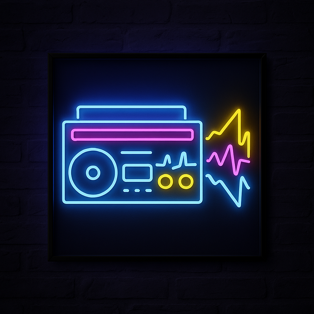 Retro Vibes ā Neon Boombox Wall Light