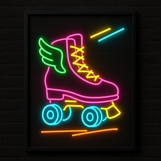 Retro Vibes – Neon Roller Skates Wall Light