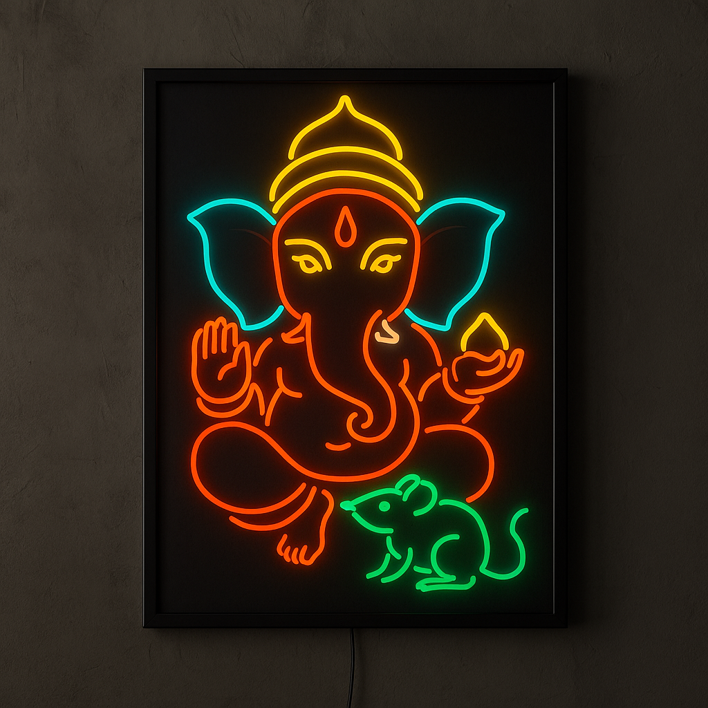 Divine Glow – Neon Ganesha Wall Light