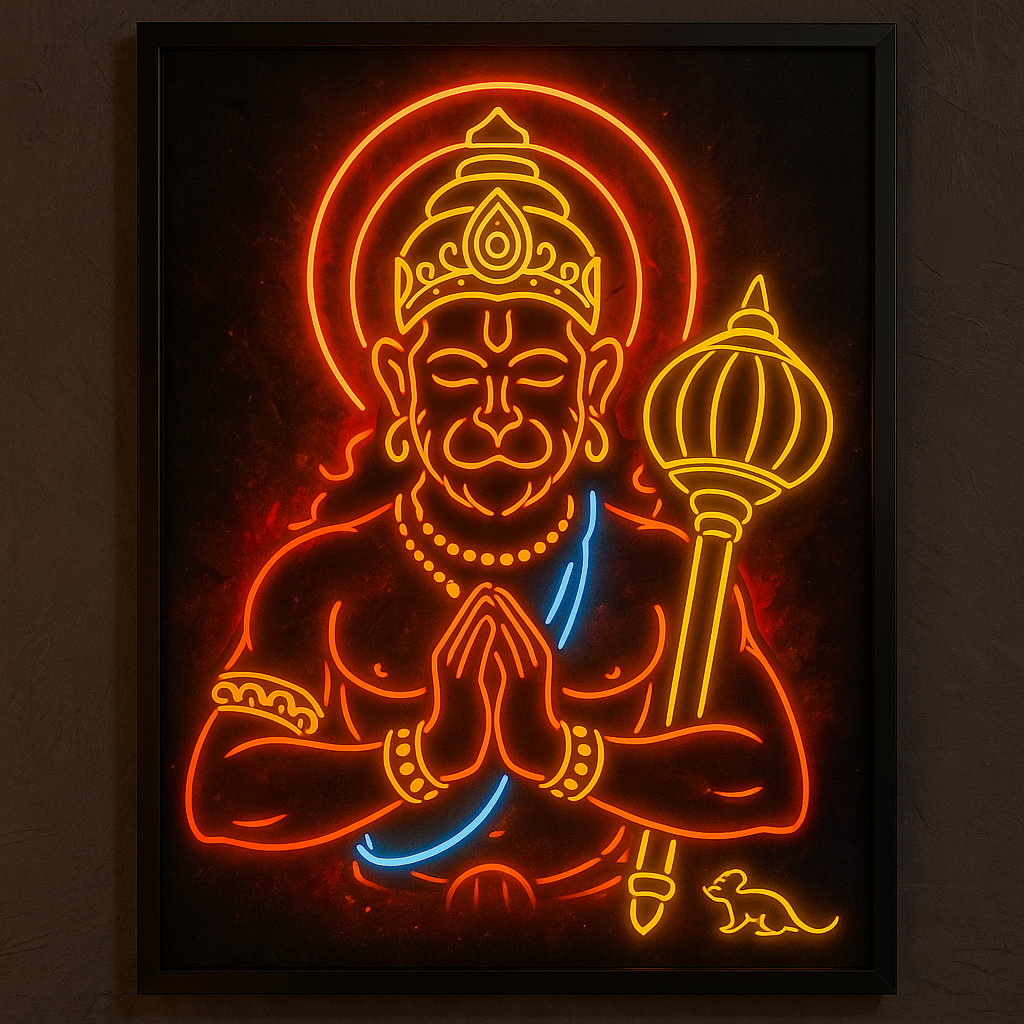 Divine Glow – Neon Hanuman Wall Light
