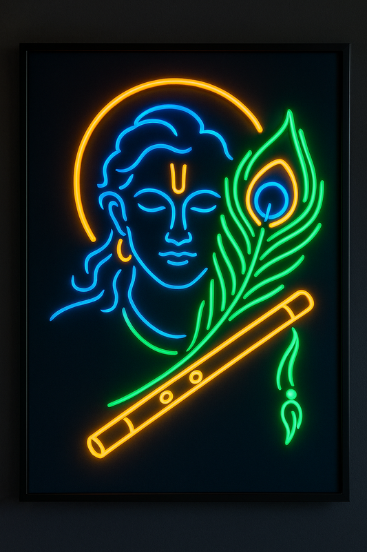 Divine Glow – Neon Krishna Wall Light